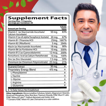 Neurobion Energy 60 Kapseln – Aminosäuren, Vitamine B1, B2, B6, B12 – Steigert geistige Wachsamkeit und Ausdauer