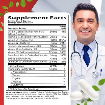 Neurobion Energy 60 Kapseln – Aminosäuren, Vitamine B1, B2, B6, B12 – Steigert geistige Wachsamkeit und Ausdauer