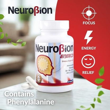 Neurobion Energy 60 Kapseln – Aminosäuren, Vitamine B1, B2, B6, B12 – Steigert geistige Wachsamkeit und Ausdauer