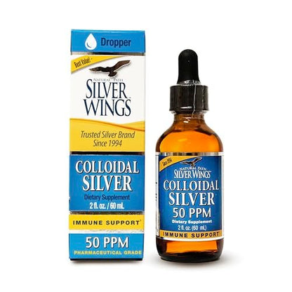 Natural Path Silver Wings Kolloidales Silber 50ppm (250mcg) Immununterstützung 60 ml Tropfflasche
