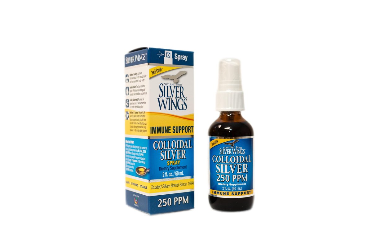 Natural Path Silver Wings Kolloidales Silber 250 ppm (1250 mcg) - 2 oz Sprühflasche - Immununterstützung