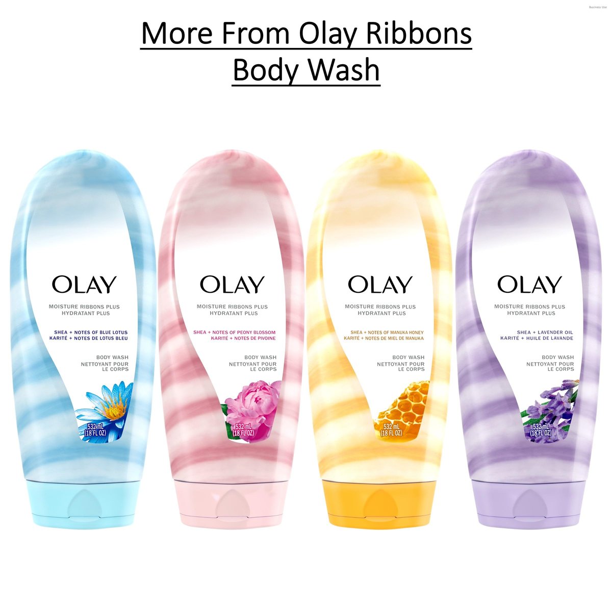 Olay Body Wash für Frauen, Feuchtigkeitsbänder Plus, Tiefenpflege & Feuchtigkeitsformel, Lang anhaltend geschmeidige Haut, Für alle Hauttypen, Duft nach Sheabutter & Lavendelöl, 532 ml