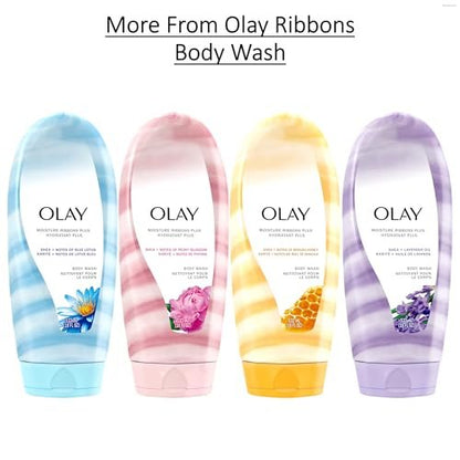 Olay Body Wash für Frauen, Feuchtigkeitsbänder Plus, Tiefenpflege & Feuchtigkeitsformel, Lang anhaltend geschmeidige Haut, Für alle Hauttypen, Duft nach Sheabutter & Lavendelöl, 532 ml