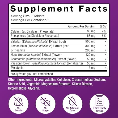 Force Factor Somnapure Schlafhilfe ohne Medikamente für Erwachsene bei gelegentlicher Schlaflosigkeit mit Melatonin & Baldrian, nicht gewohnheitsbildend, schneller Einschlafen, erfrischt aufwachen, 60 Tabletten