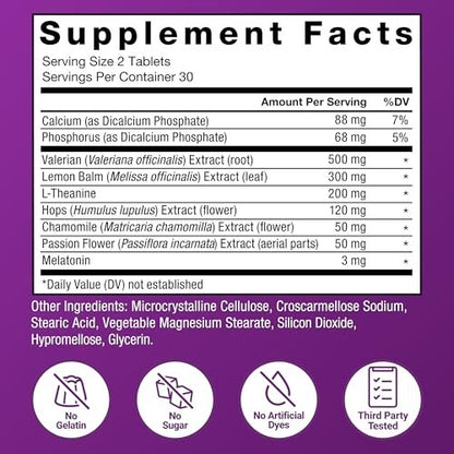 Force Factor Somnapure Schlafhilfe ohne Medikamente für Erwachsene bei gelegentlicher Schlaflosigkeit mit Melatonin & Baldrian, nicht gewohnheitsbildend, schneller Einschlafen, erfrischt aufwachen, 60 Tabletten