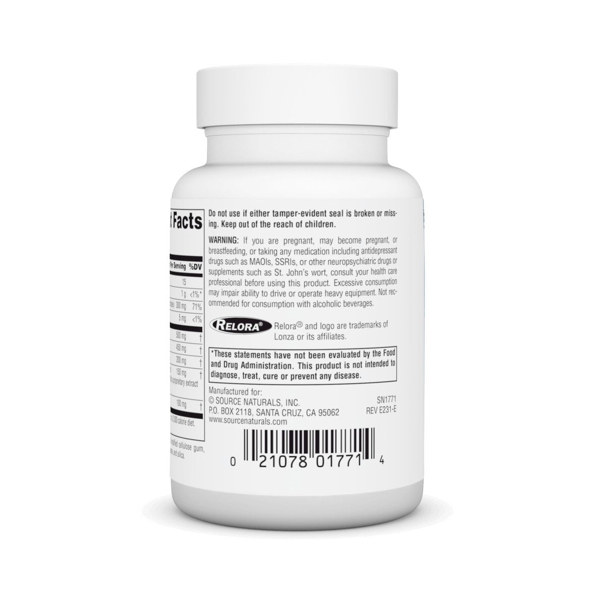 Source Naturals Serene Science Theanine Serene mit Relora, Magnesium und GABA – 30 Tabletten
