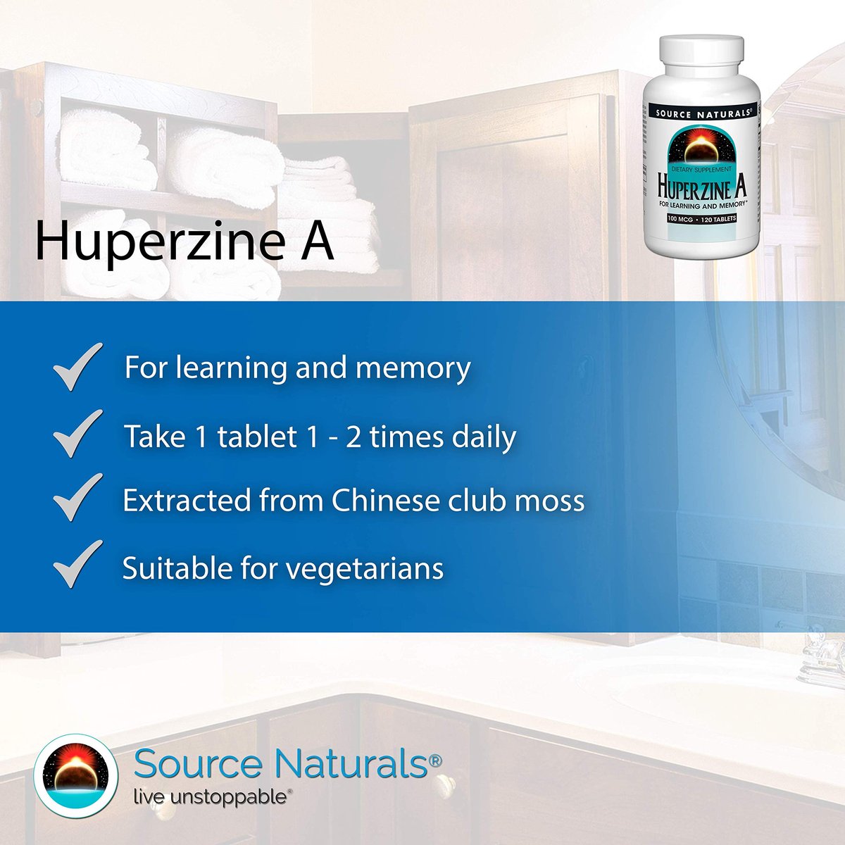 Source Naturals Huperzin A – 100 mcg, 120 Tabletten – Unterstützung für Lernen und Gedächtnis