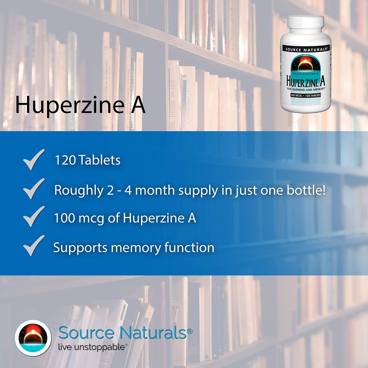 Source Naturals Huperzin A – 100 mcg, 120 Tabletten – Unterstützung für Lernen und Gedächtnis