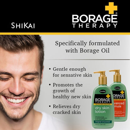 ShiKai Borage Therapy Körperfeuchtigkeitscreme Fortschrittliche Formel (237 ml) | Duftfrei | Feuchtigkeitsspendende Lotion für trockene Hände & Körper | Mit Haferflocken & Shea