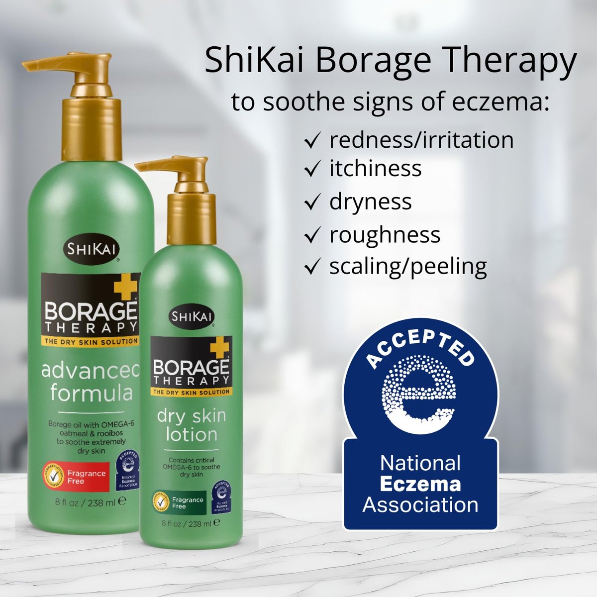 ShiKai Borage Therapy Körperfeuchtigkeitscreme Fortschrittliche Formel (237 ml) | Duftfrei | Feuchtigkeitsspendende Lotion für trockene Hände & Körper | Mit Haferflocken & Shea