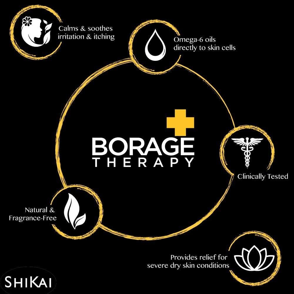 ShiKai Borage Therapy Körperfeuchtigkeitscreme Fortschrittliche Formel (237 ml) | Duftfrei | Feuchtigkeitsspendende Lotion für trockene Hände & Körper | Mit Haferflocken & Shea