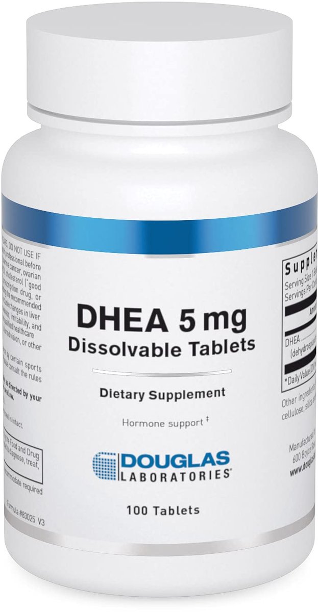 Douglas Laboratories DHEA 5 mg lösliche Tabletten – Unterstützt Hormonbalance, Immunsystem, Gehirn, Knochengesundheit & Stoffwechsel* – Nicht-GVO – 100 Tabletten