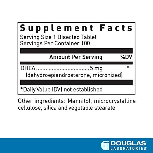 Douglas Laboratories DHEA 5 mg lösliche Tabletten – Unterstützt Hormonbalance, Immunsystem, Gehirn, Knochengesundheit & Stoffwechsel* – Nicht-GVO – 100 Tabletten