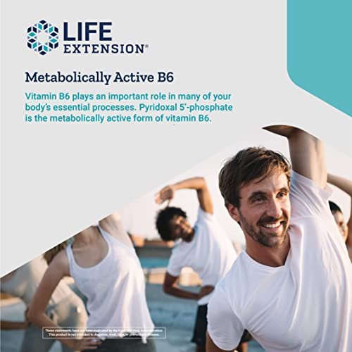 Life Extension Pyridoxal 5'-Phosphat Kapseln – Vitamin B6, 100 mg, bioaktives B6 für Herz-Kreislauf-, Nieren- und Nervengesundheit – glutenfrei, nicht-GVO, vegetarisch – 60 vegetarische Kapseln