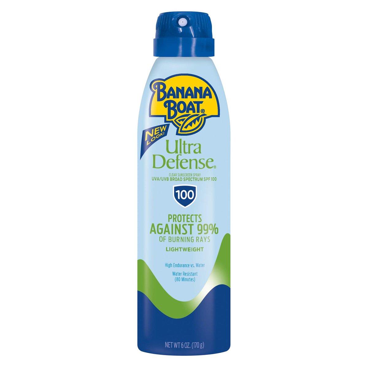 Banana Boat Ultra Defense Clear Sunscreen Spray SPF 100, 6oz – Leichter Sonnenschutz, wasserbeständig