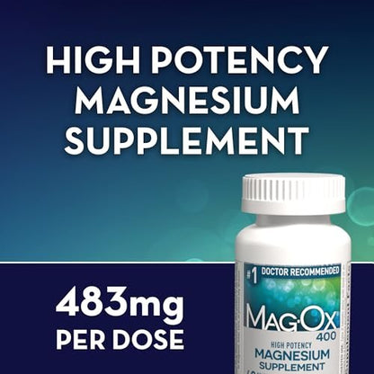 Mag-Ox Magnesium Supplement, Pharmazeutisches Magnesiumoxid 483 mg, höchstkonzentrierte Form von Magnesium, 120 Tabletten