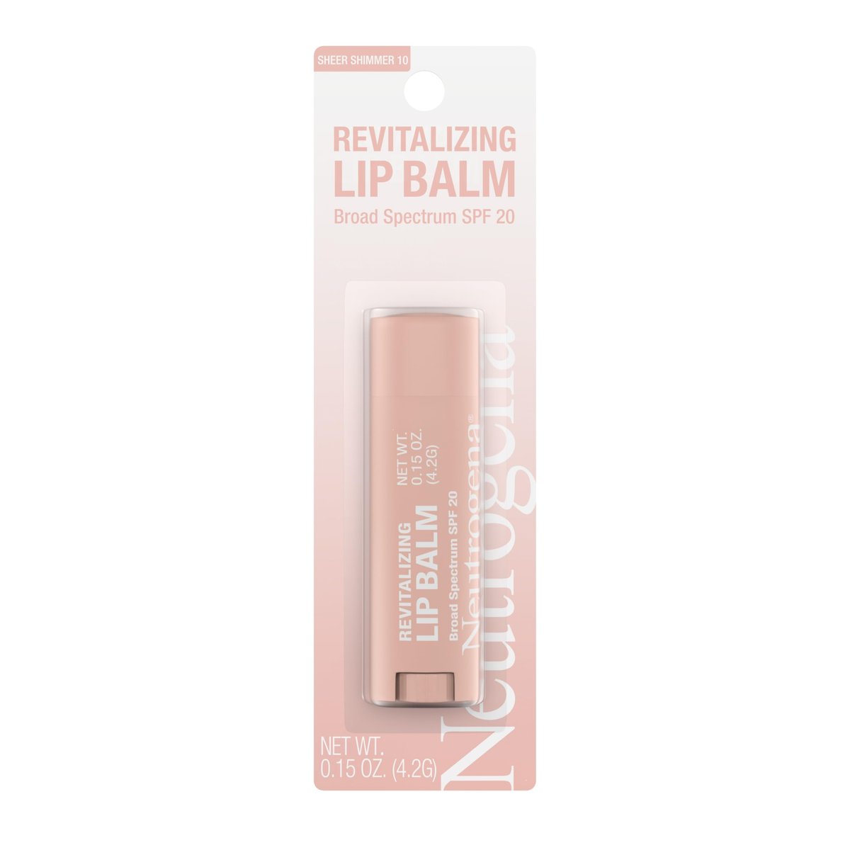 Neutrogena Revitalizing Tinted Lip Balm mit Lichtschutzfaktor 20, feuchtigkeitsspendender Lippenbalsam mit dezentem Farbton für weichere, glattere, gesünder aussehende Lippen, Sheer Shimmer 10, 4,25 g