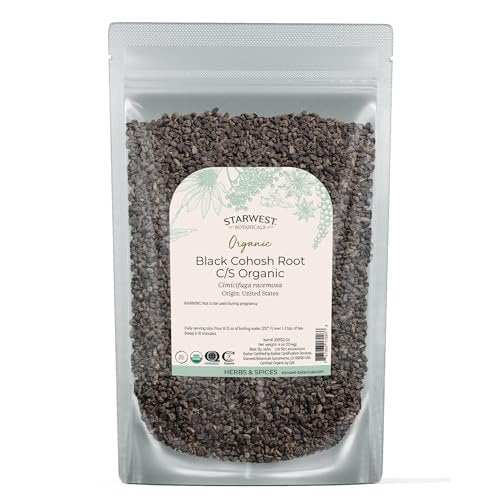 Starwest Botanicals Bio-Wurzelstock der Schwarzen Schlangenwurzel - Getrocknetes loses Kraut für Tee, geschnitten & gesiebt, zertifiziert koscher, nicht gentechnisch verändert - 4 Unzen Beutel