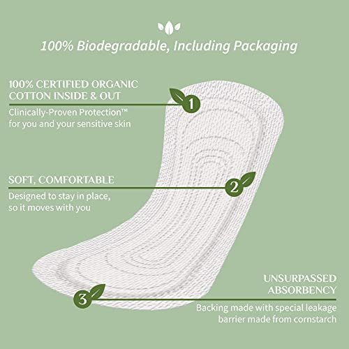 Organyc 100% Bio-Baumwoll-Slipeinlage, gefaltet, ultradünn, für leichten Ausfluss, 24 Stück