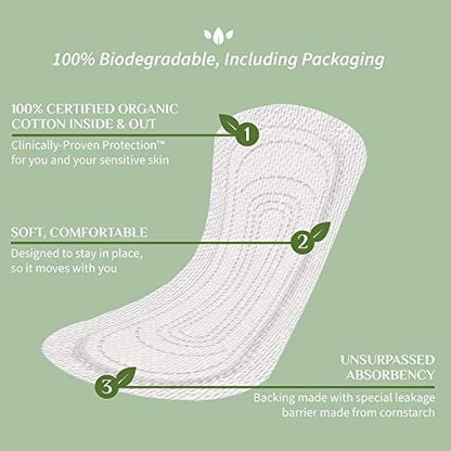 Organyc 100% Bio-Baumwoll-Slipeinlage, gefaltet, ultradünn, für leichten Ausfluss, 24 Stück