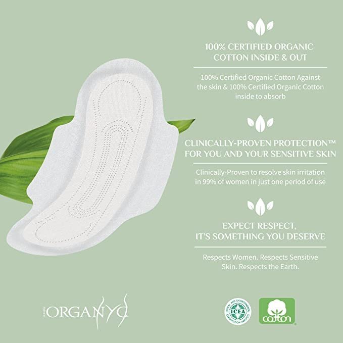 Organyc 100% Bio-Baumwoll-Damenbinden, mittlere Stärke, 10 Stück – zertifizierte Naturpflege