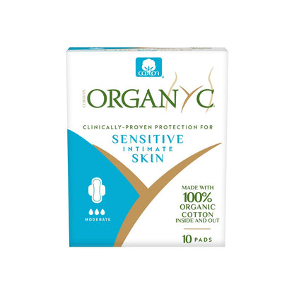 Organyc 100% Bio-Baumwoll-Damenbinden, mittlere Stärke, 10 Stück – zertifizierte Naturpflege