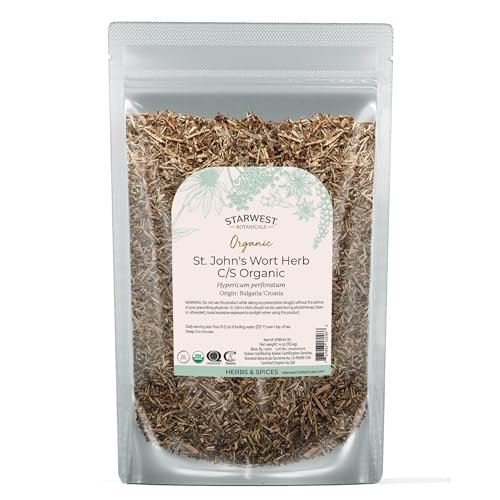 Starwest Botanicals Bio getrocknetes Johanniskraut - lose Blätter für Tee, aus Johanniskrautblüten, geschnitten & gesiebt, zertifiziert koscher, nicht gentechnisch verändert - 113 g Beutel
