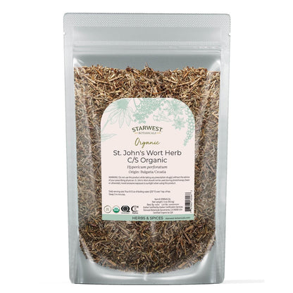 Starwest Botanicals Bio getrocknetes Johanniskraut - lose Blätter für Tee, aus Johanniskrautblüten, geschnitten & gesiebt, zertifiziert koscher, nicht gentechnisch verändert - 113 g Beutel