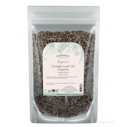 Starwest Botanicals Bio-Ginkgoblätter – Ginkgo Biloba, getrocknetes loses Kraut für Tee & Kräutermischungen, geschnitten & gesiebt, zertifiziert koscher, nicht gentechnisch verändert – 4 oz Beutel