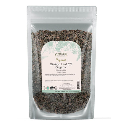 Starwest Botanicals Bio-Ginkgoblätter – Ginkgo Biloba, getrocknetes loses Kraut für Tee & Kräutermischungen, geschnitten & gesiebt, zertifiziert koscher, nicht gentechnisch verändert – 4 oz Beutel