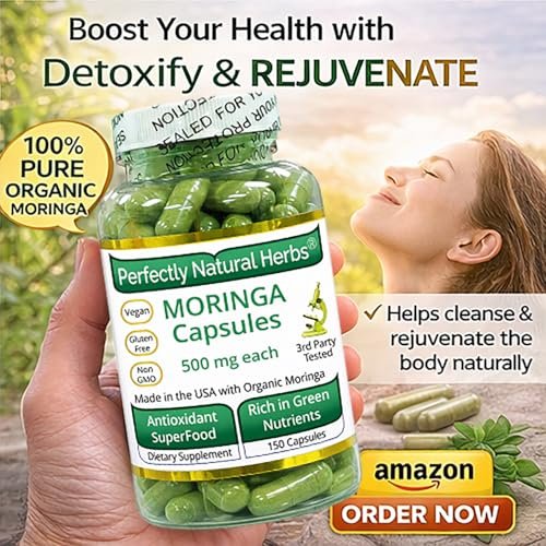 150 Moringa-Kapseln – USDA-zertifiziertes Bio-Moringa-Blattpulver, 500 mg pro Kapsel