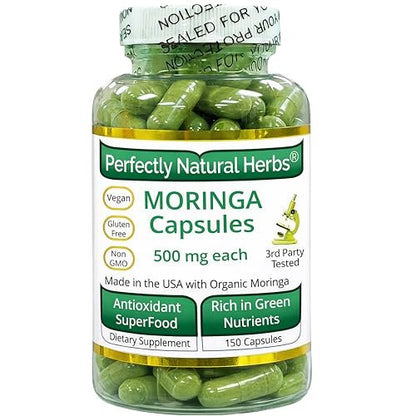 150 Moringa-Kapseln – USDA-zertifiziertes Bio-Moringa-Blattpulver, 500 mg pro Kapsel