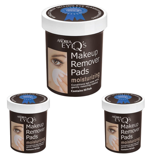 Andrea Eye Q's Feuchtigkeitsspendende Augen-Make-up-Entferner Pads, 90 Stück (Pack mit 3)