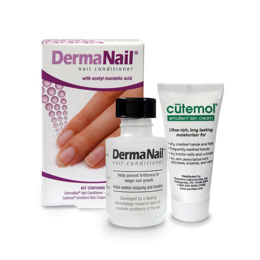 DermaNail Nagelhärter & Nagelhautcreme Set – Nagelpflegeset mit flüssigem Nagelhärter & Cutemol Creme (11,5g Probe) – Gesundes Wachstum – Reparatur für brüchige, beschädigte, dünne & splitternde Nägel