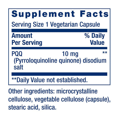 Life Extension PQQ Kapseln – Pyrrolochinolinchinon, 10 mg – Fördert das Wachstum neuer Mitochondrien, ATP, Energieunterstützung – Glutenfrei, Nicht-GVO, Vegetarisch – 60 Kapseln