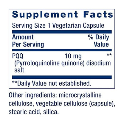 Life Extension PQQ Kapseln – Pyrrolochinolinchinon, 10 mg – Fördert das Wachstum neuer Mitochondrien, ATP, Energieunterstützung – Glutenfrei, Nicht-GVO, Vegetarisch – 60 Kapseln