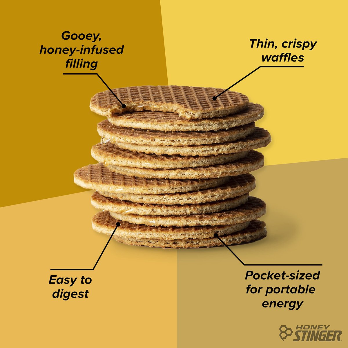 Honey Stinger Bio-Honigwaffel, Energie-Stroopwafel für Sport, Ausdauer und Leistung, Sporternährung für Zuhause & Fitnessstudio, Vor und nach dem Training, 480 g (16 Riegel)