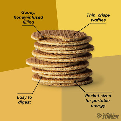 Honey Stinger Bio-Honigwaffel, Energie-Stroopwafel für Sport, Ausdauer und Leistung, Sporternährung für Zuhause & Fitnessstudio, Vor und nach dem Training, 480 g (16 Riegel)