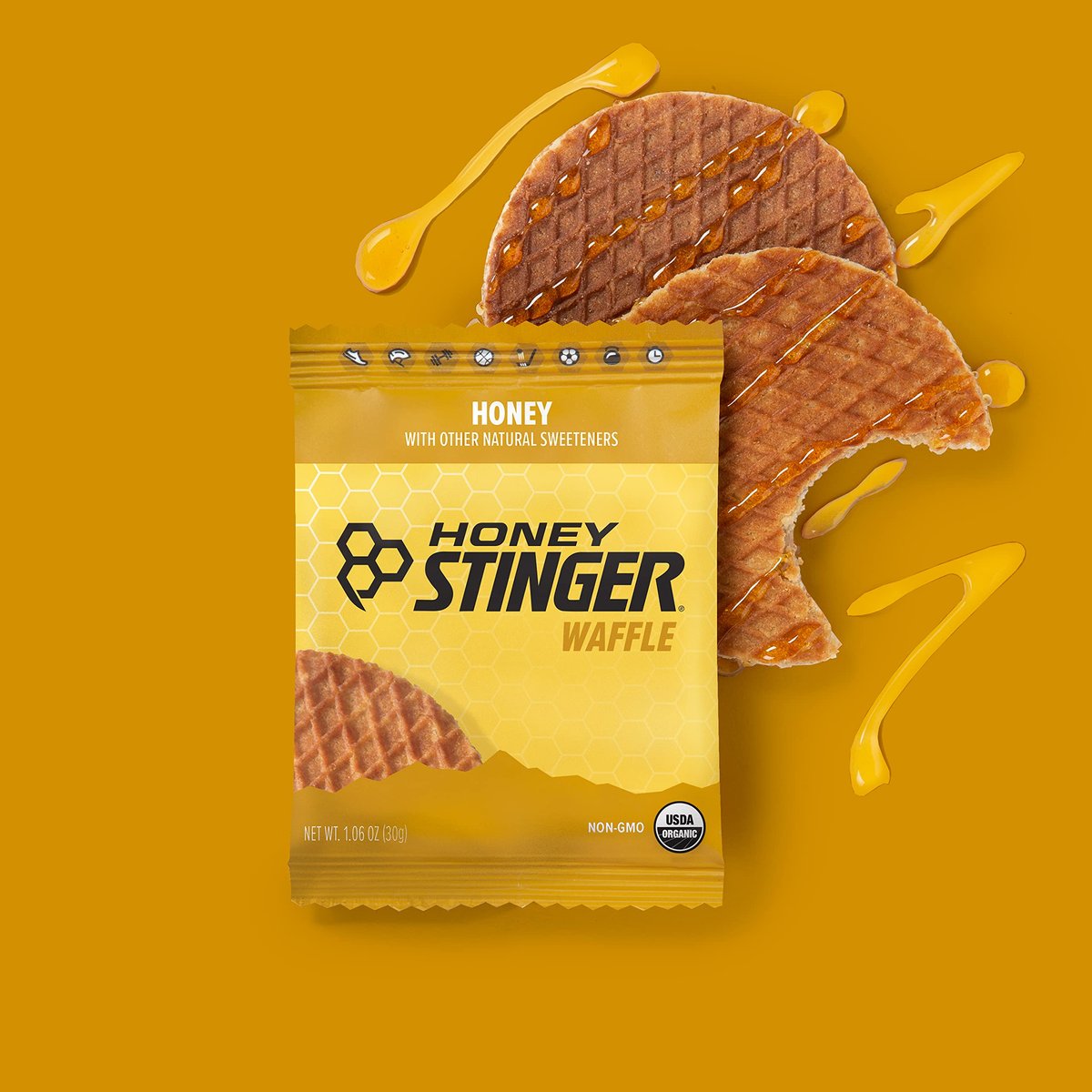 Honey Stinger Bio-Honigwaffel, Energie-Stroopwafel für Sport, Ausdauer und Leistung, Sporternährung für Zuhause & Fitnessstudio, Vor und nach dem Training, 480 g (16 Riegel)