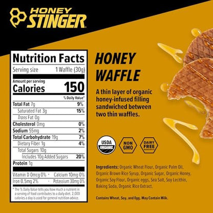 Honey Stinger Bio-Honigwaffel, Energie-Stroopwafel für Sport, Ausdauer und Leistung, Sporternährung für Zuhause & Fitnessstudio, Vor und nach dem Training, 480 g (16 Riegel)
