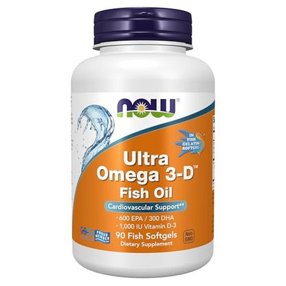 NOW Supplements, Ultra Omega 3-D™, Omega-3 Fischöl + Vitamin D-3, Herz-Kreislauf-Unterstützung*, 90 Weichkapseln