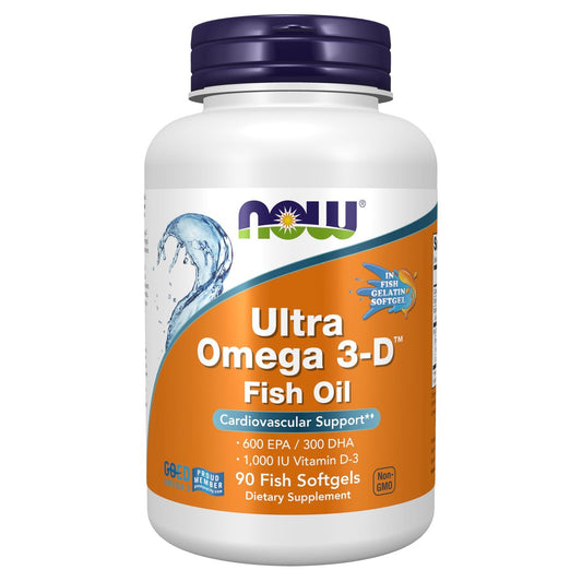 NOW Supplements, Ultra Omega 3-D™, Omega-3 Fischöl + Vitamin D-3, Herz-Kreislauf-Unterstützung*, 90 Weichkapseln