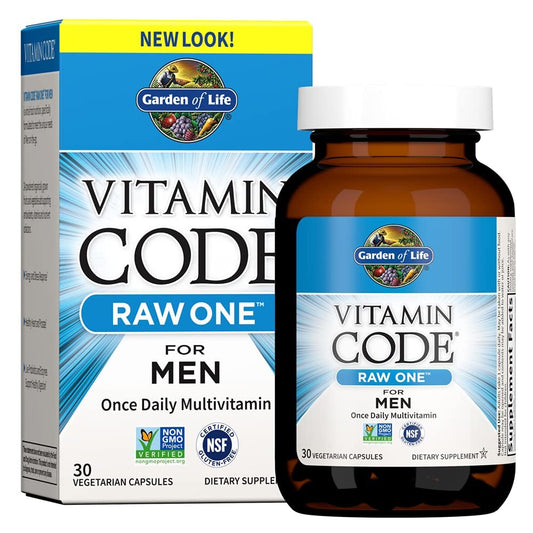 Garden of Life Vitamin Code Raw One for Men – Tägliches Multivitamin für Männer, 30 Kapseln, einmal täglich mit Obst, Gemüse & Probiotika