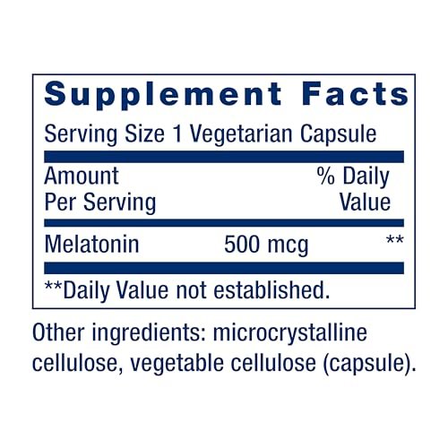 Life Extension Melatonin 500 mcg – Sanftes Einschlafhilfe, niedrige Dosis, 200 Kapseln – Nicht-GVO, glutenfrei, vegetarisch