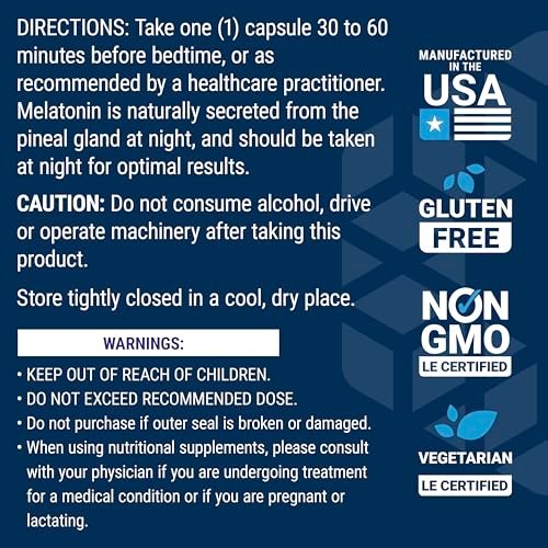 Life Extension Melatonin 500 mcg – Sanftes Einschlafhilfe, niedrige Dosis, 200 Kapseln – Nicht-GVO, glutenfrei, vegetarisch