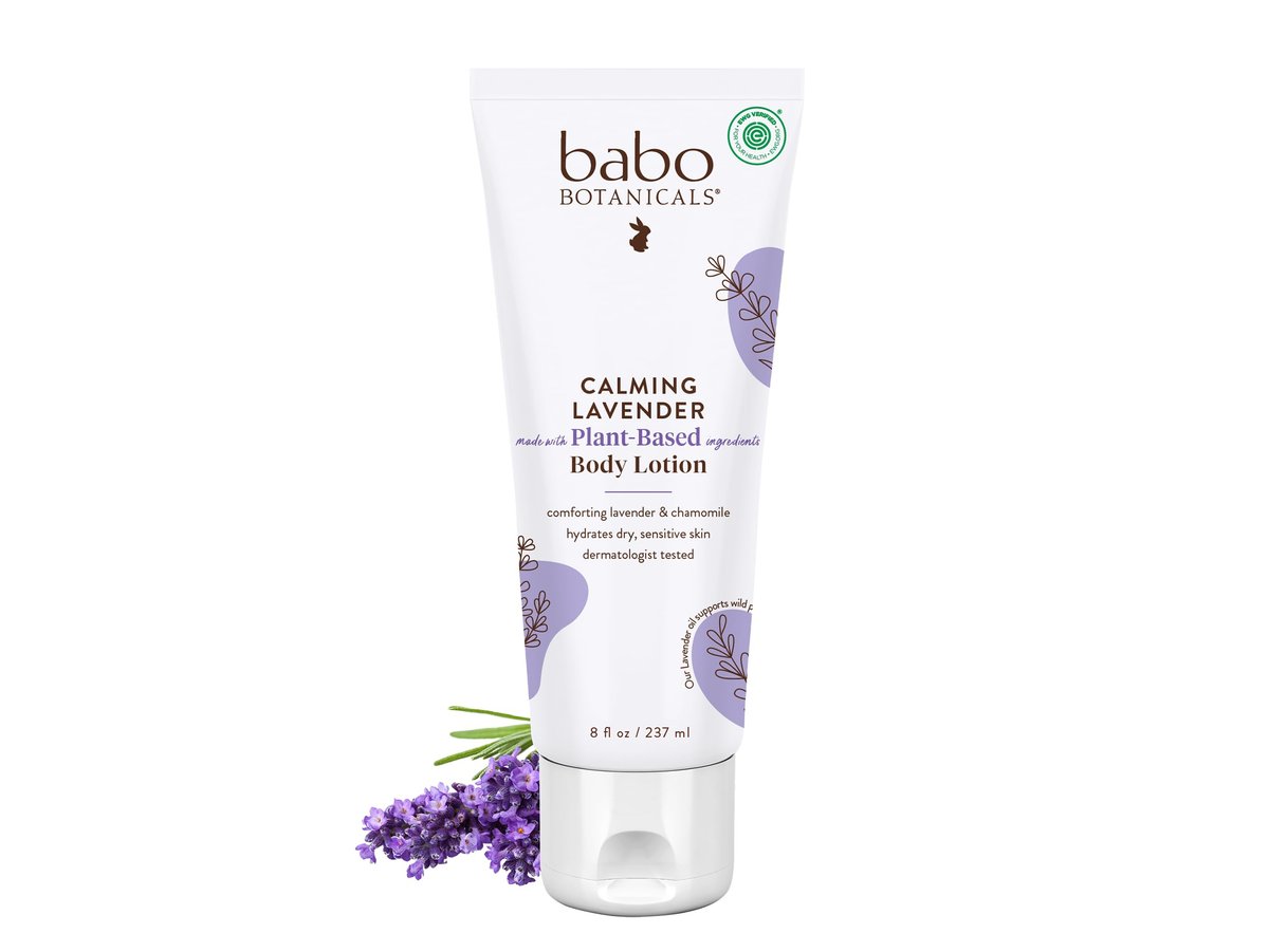Babo Botanicals Beruhigende Lavendel Körperlotion – Entspannend mit Kamille & Lavendel – Vegan – Für alle Altersstufen – Mit Lavendelduft