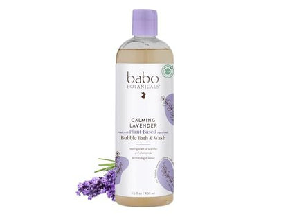 Babo Botanicals Beruhigendes Lavendel 2-in-1 Badeschaum & Duschgel - Entspannend mit Kamille & Lavendel - EWG-Verifiziert - Vegan - Für jedes Alter - Mit Lavendelöl Duft