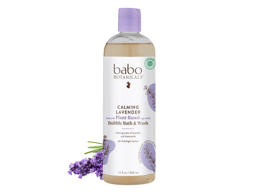 Babo Botanicals Beruhigendes Lavendel 2-in-1 Badeschaum & Duschgel - Entspannend mit Kamille & Lavendel - EWG-Verifiziert - Vegan - Für jedes Alter - Mit Lavendelöl Duft