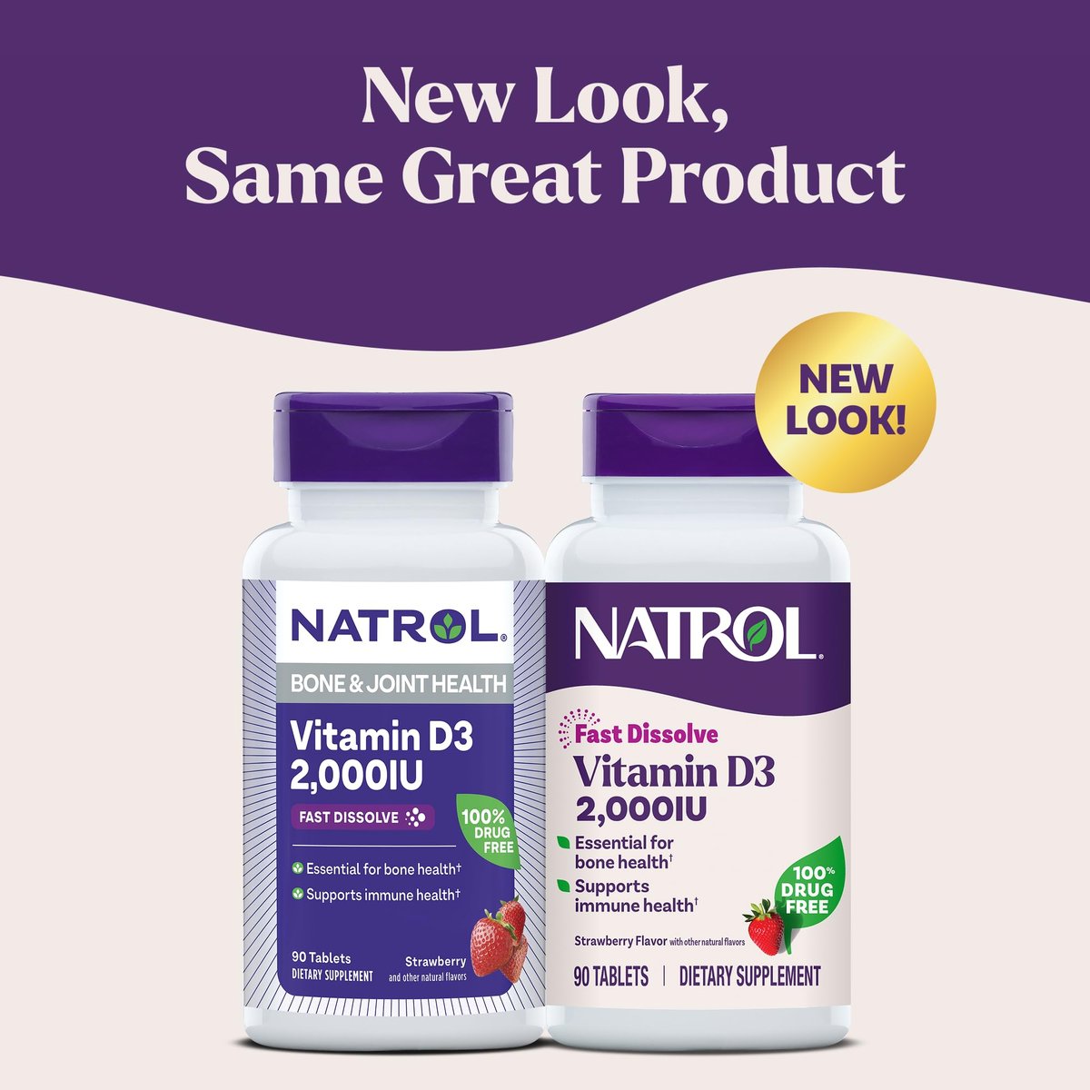 Natrol Vitamin D3 2.000 IE Schmelztabletten – Nahrungsergänzungsmittel für Knochen- und Gelenkgesundheit, 90 Tabletten, 90-Tage-Vorrat