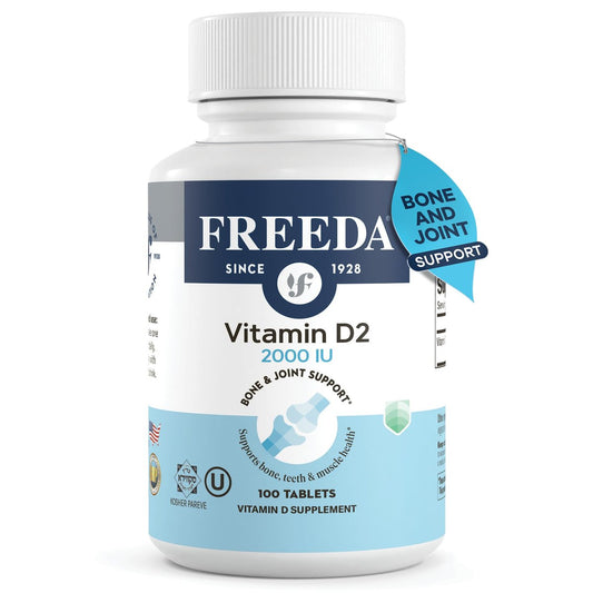 FREEDA Vitamin D2 2000 IE – Veganes Vitamin D für Knochenstärke & Immununterstützung – Veganer Ergocalciferol D2 Nahrungsergänzung – 100 kleine Tabletten